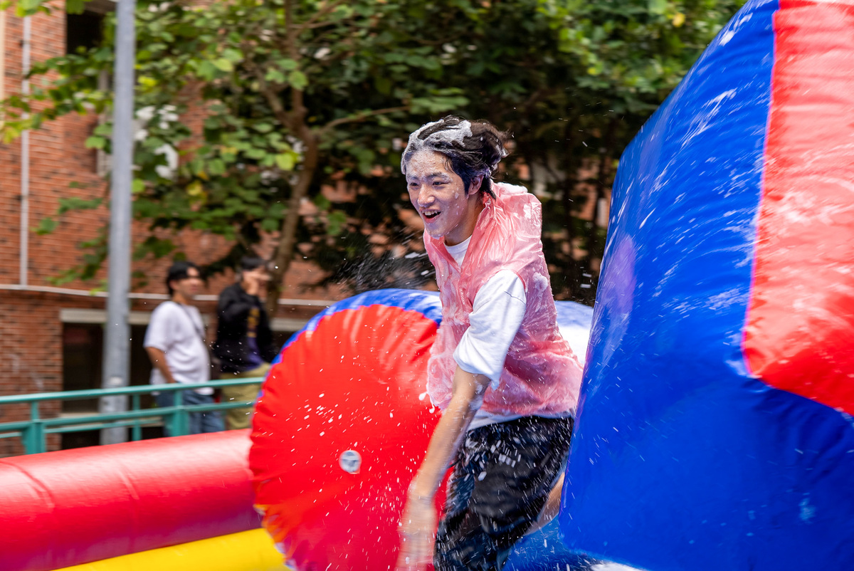 Bubble effects added to the slide create a fun, amusement park–like experience.Image